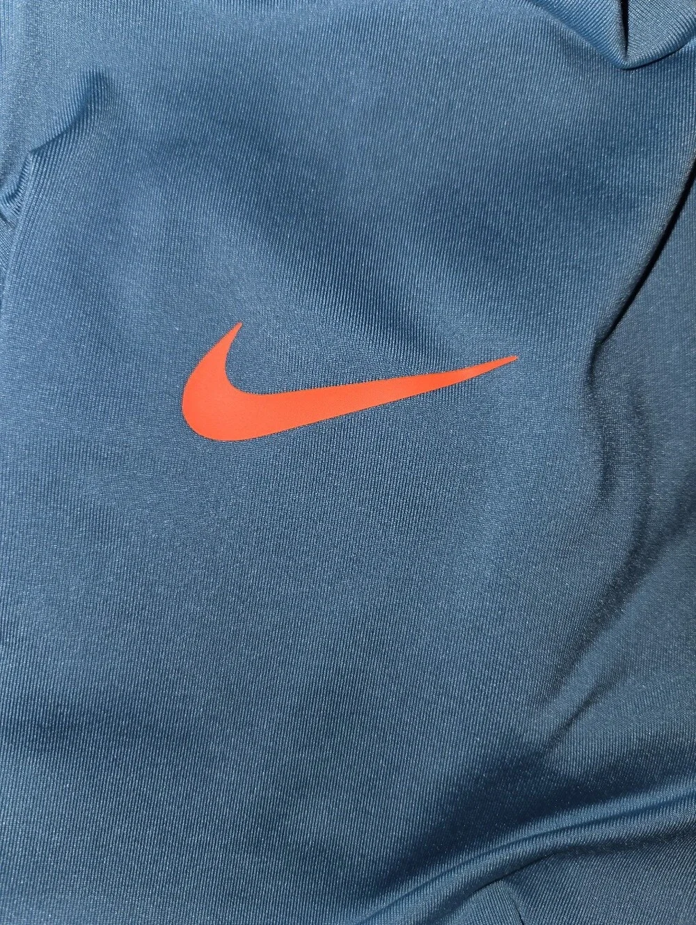 Nike Blue Quarter-Zip Athletic Pullover with Orange Swoosh, Size XL - Picture 6 of 6